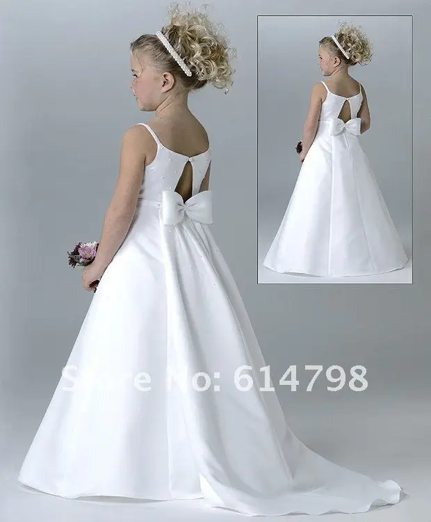 Glamorous New 2014 First Communion Dress A-line Beadings Bow Church ChristeningSatin /Flower Girl Party FD27 | Свадьбы и торжества