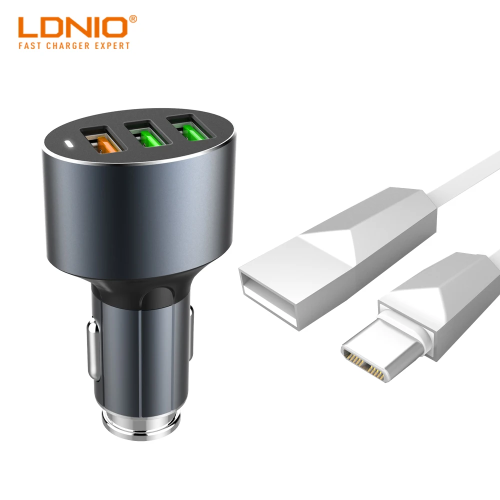 LDNIO C703Q три порта QC3.0 быстро USB Автомобильное зарядное устройство для мобильного