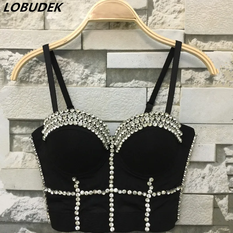 European Nightclub Women Rhinestones Bra Underwear Black Red White Crystal Bra Undergarment Sexy DJ DS Performance Stage Costume
European Nightclub Women Rhinestones Bra Underwear Black Red White Crystal Bra Undergarment Sexy DJ DS Performance Stage Costume
