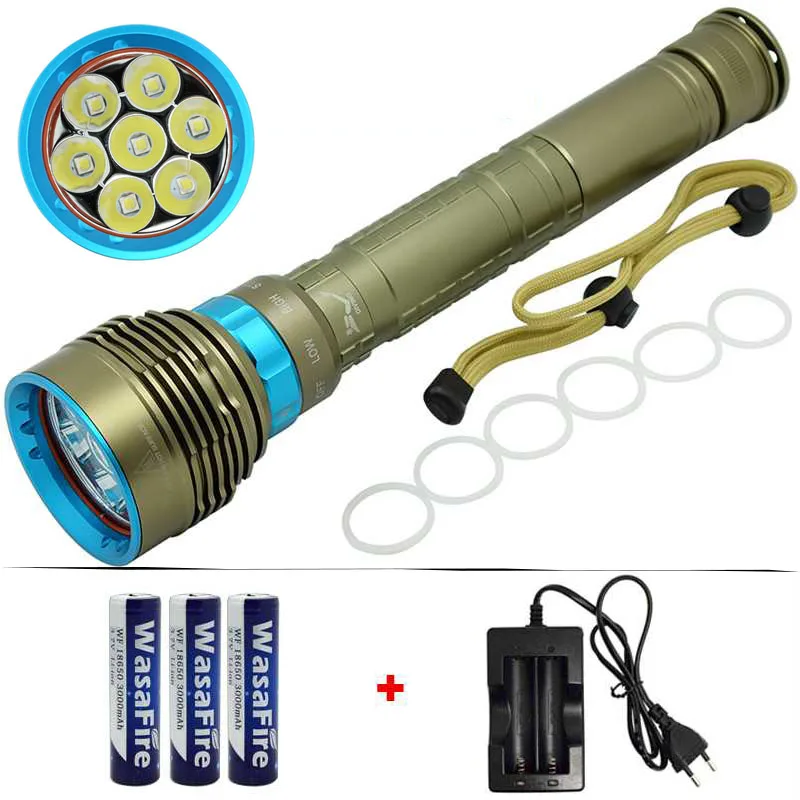Diving Light Waterproof Flashlight 15000 Lumens 7x XM-L L2 LED Diving Flashlight Lamp 18650 Battery Under Water 100m Torch Light
Diving Light Waterproof Flashlight 15000 Lumens 7x XM-L L2 LED Diving Flashlight Lamp 18650 Battery Under Water 100m Torch Light