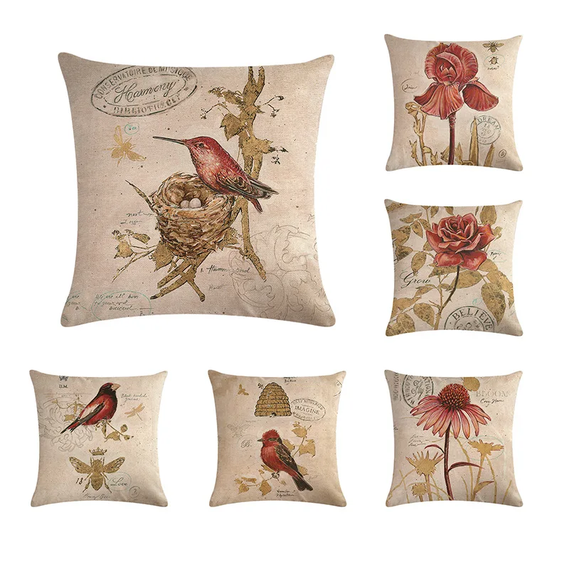 45cm*45cm Vintage flower bird butterfly pattern linen/cotton cushion cover and sofa pillow case Home decorative pillow cover
45cm*45cm Vintage flower bird butterfly pattern linen/cotton cushion cover and sofa pillow case Home decorative pillow cover