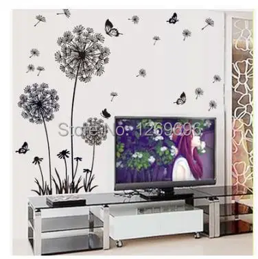 Fashionable black dandelion flower butterfly home decor wall decals removable PVC wall stickers living room
Fashionable black dandelion flower butterfly home decor wall decals removable PVC wall stickers living room