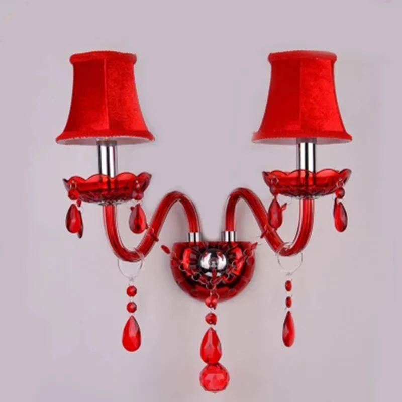 European style crystal wall lamps red glass wall sconces bedroom bedside wedding room aisle wall lights with fabric lampshade
European style crystal wall lamps red glass wall sconces bedroom bedside wedding room aisle wall lights with fabric lampshade