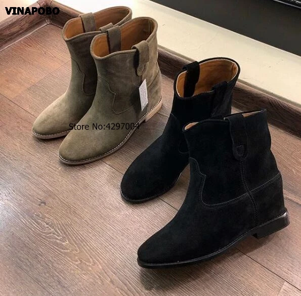 High Quality Gray Suede Leather Increased Heel Ladies Boots Street Style Women Round Toe Ankle Boots Autumn Cowboy Ankle Boots
High Quality Gray Suede Leather Increased Heel Ladies Boots Street Style Women Round Toe Ankle Boots Autumn Cowboy Ankle Boots