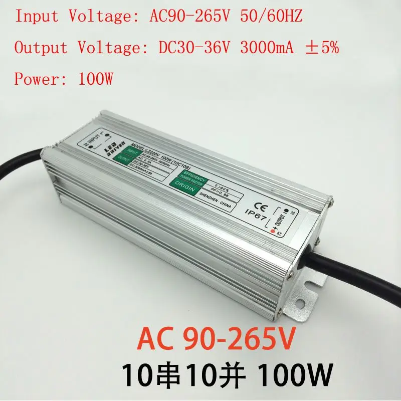 DHL Free shipping 100W Floodlight LED Driver IP65 waterproof floodlight lighting transformer AC 90V-265V output DC30-36V 3000mA
DHL Free shipping 100W Floodlight LED Driver IP65 waterproof floodlight lighting transformer AC 90V-265V output DC30-36V 3000mA