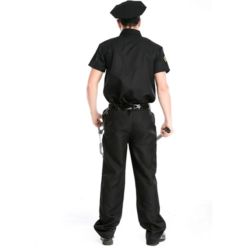 2016 черный костюм для взрослых Мужская одежда полиции комбинезон костюмированной