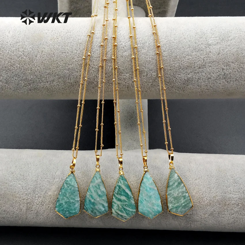 WT-N997 Wholesale fashion jewelry natural faceted stone necklace women amazonits spike shape charm with gold color
WT-N997 Wholesale fashion jewelry natural faceted stone necklace women amazonits spike shape charm with gold color