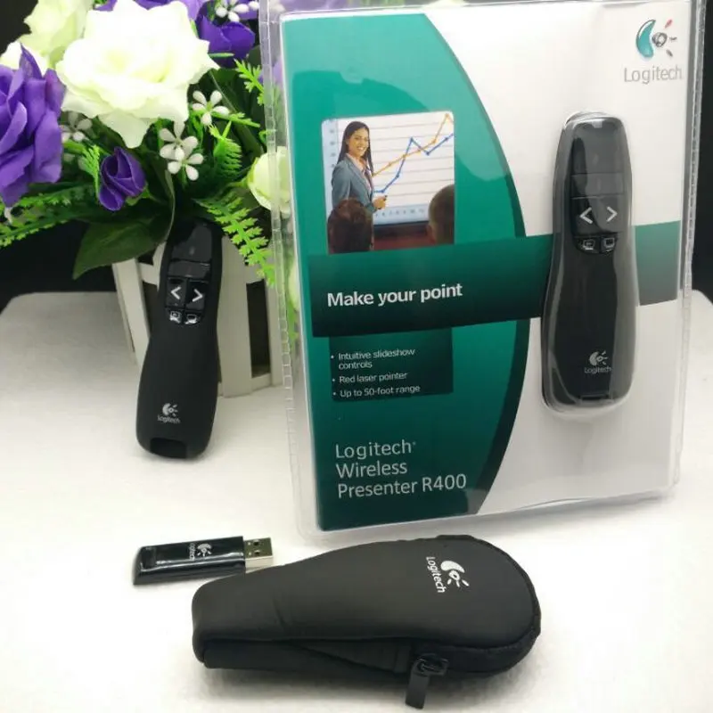 JSHFEI Logitech Wireless R400 2.4G Hz USB RF Remote Powerpoint Control IR PPT Presenter Laser Pointer Presentation Presenter Pen
JSHFEI Logitech Wireless R400 2.4G Hz USB RF Remote Powerpoint Control IR PPT Presenter Laser Pointer Presentation Presenter Pen