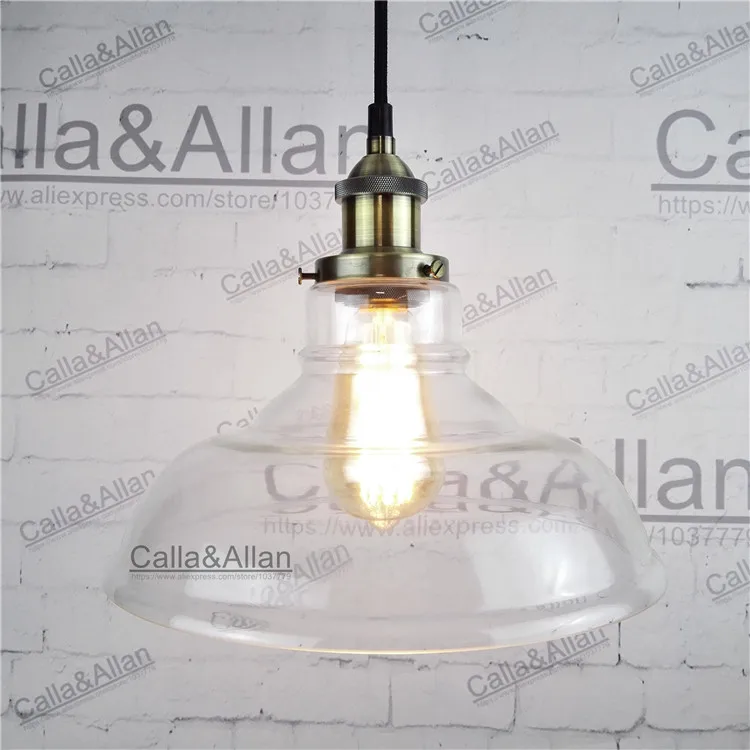 Фото Винтажный стеклянный подвесной светильник в стиле лофт лампа индастриал для