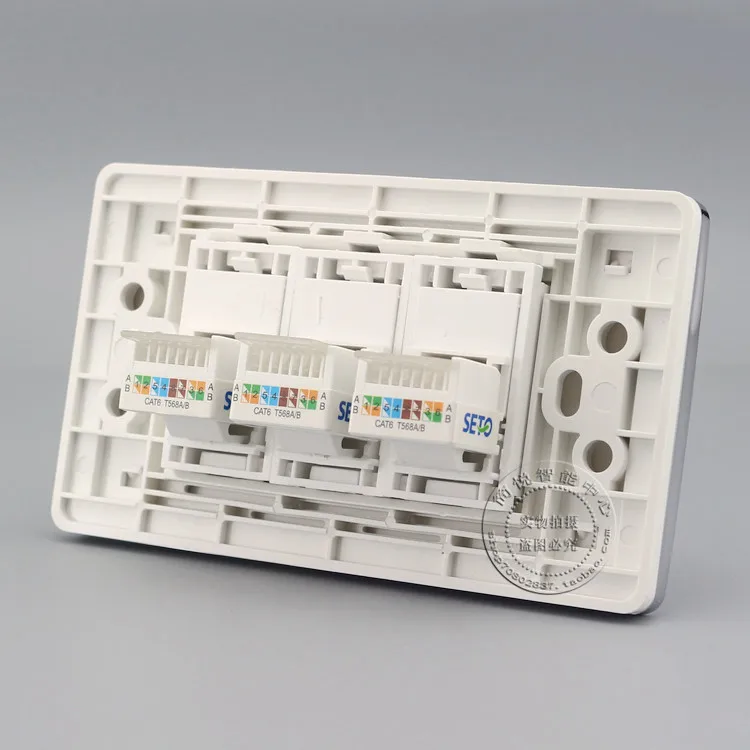 120 мм 3 порта RJ45 CAT6 Сетевая розетка LAN панель Лицевая панель выходной адаптер
120 мм 3 порта RJ45 CAT6 Сетевая розетка LAN панель Лицевая панель выходной адаптер