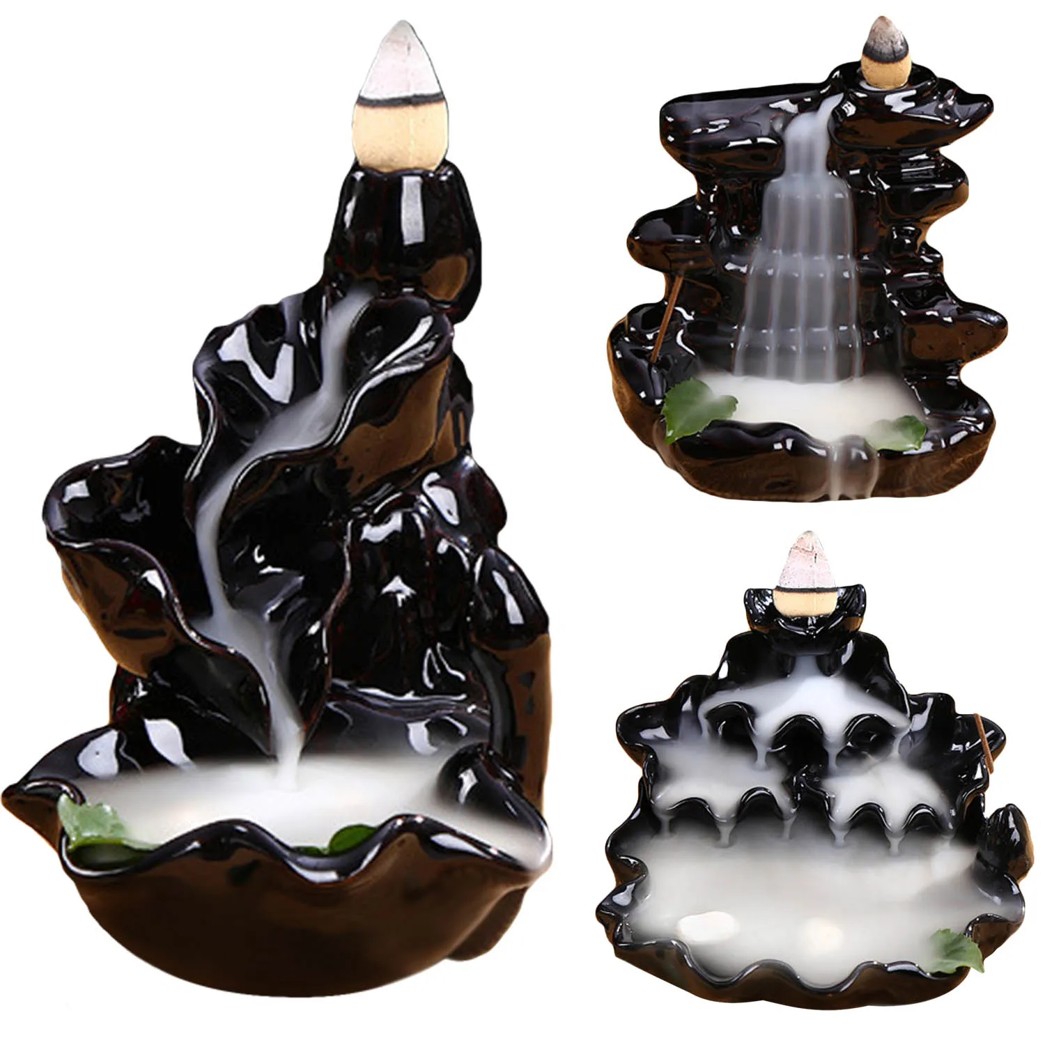 Behogar Ceramic Glaze Backflow Cone Fragrance Incense Smoke Burner Censer Tower Home Decoration Relieving Stress Relaxing Mood 
Behogar Ceramic Glaze Backflow Cone Fragrance Incense Smoke Burner Censer Tower Home Decoration Relieving Stress Relaxing Mood