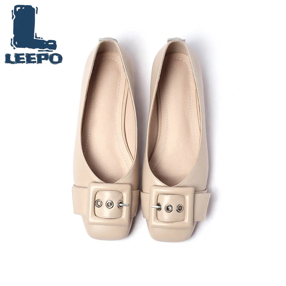 LEEPO/туфли на плоской подошве женские балетки из натуральной кожи красивые