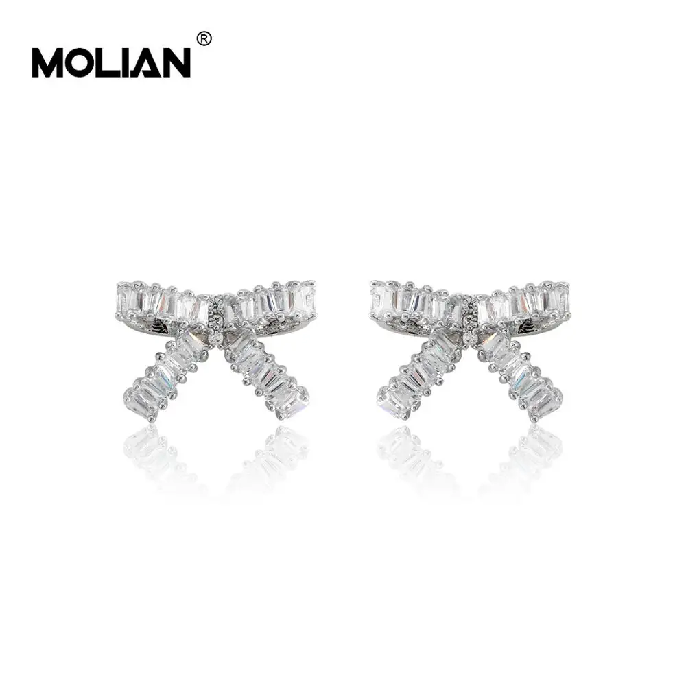 MOLIAN Bowknot кубический цирконий серебряные медные золотые ювелирные изделия