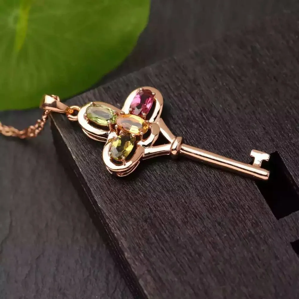 natural multicolor tourmaline pendant S925 silver Natural garnet Pendant Necklace trendy Elegant lovely keys women fine jewelry
natural multicolor tourmaline pendant S925 silver Natural garnet Pendant Necklace trendy Elegant lovely keys women fine jewelry