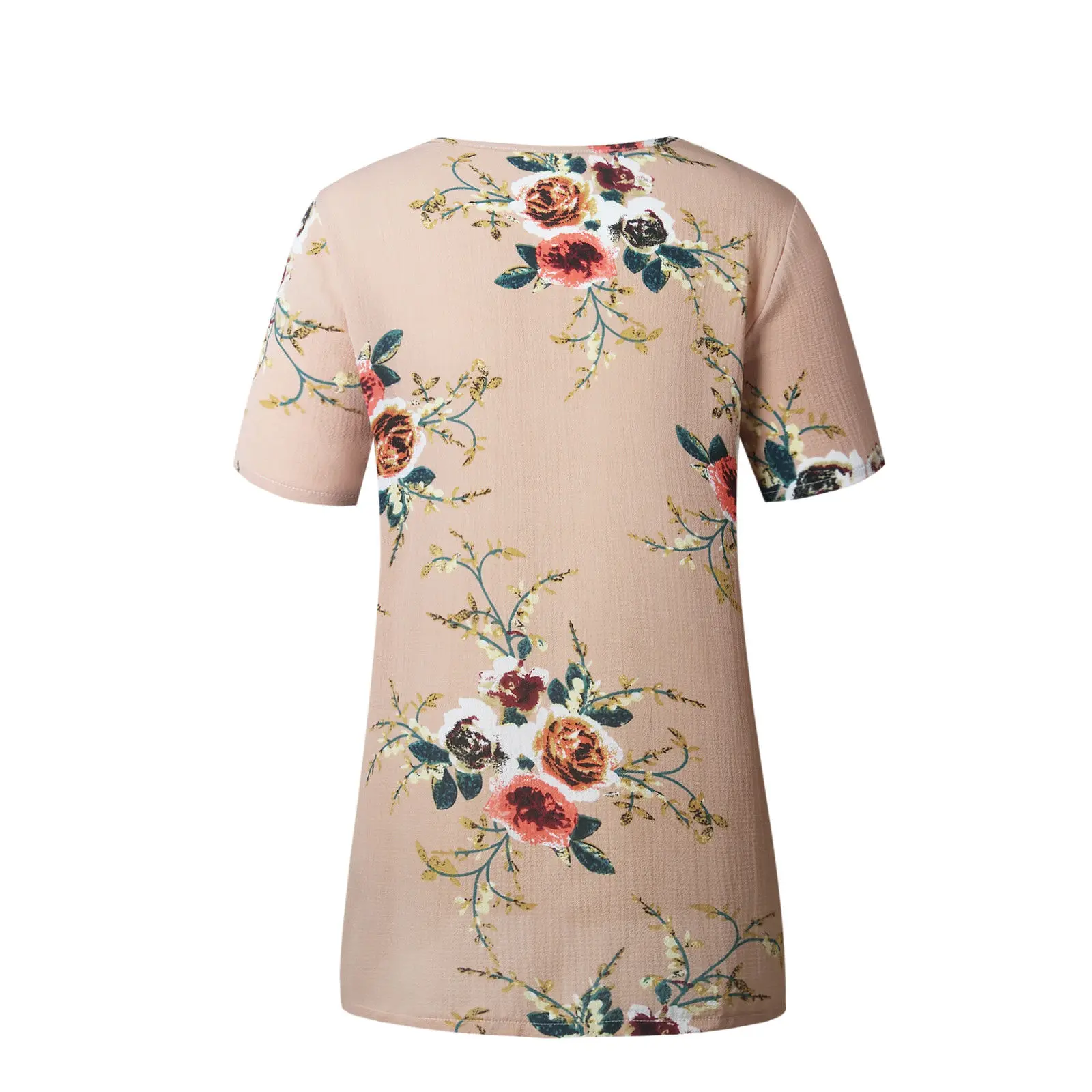 Женская шифоновая блуза с коротким рукавом круглым вырезом и цветочным принтом |