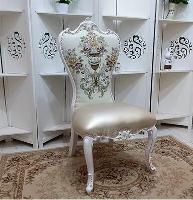 Европейский стиль обеденный стул из цельного дерева мягкий принцессы слоновой