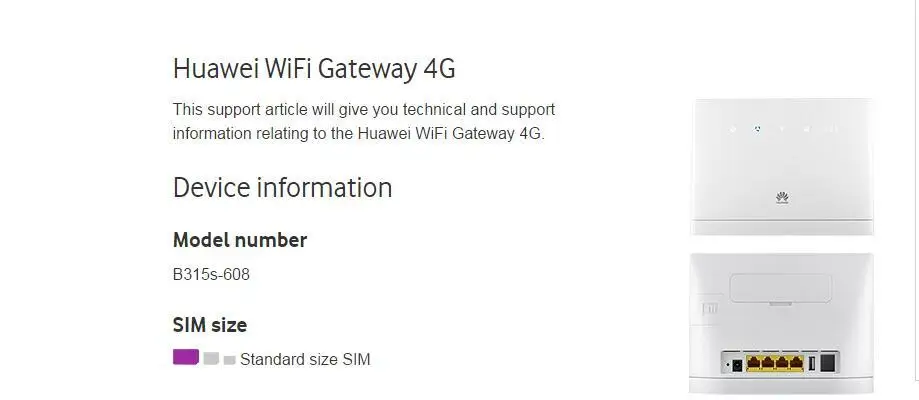 Huawei B315s-608 LTE FDD700/850/1800/2100/2600(B1/3/5/7/28)Mhz Mobile Wireless VOIP CPE Router plus 4g antenna
Huawei B315s-608 LTE FDD700/850/1800/2100/2600(B1/3/5/7/28)Mhz Mobile Wireless VOIP CPE Router plus 4g antenna