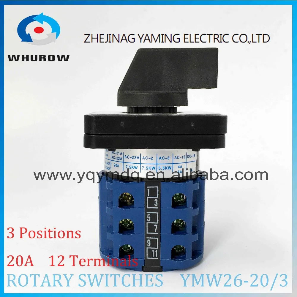 Переключатель Cam ymw26-20/3 электрическая переключение поворотный переключатель 20A 3