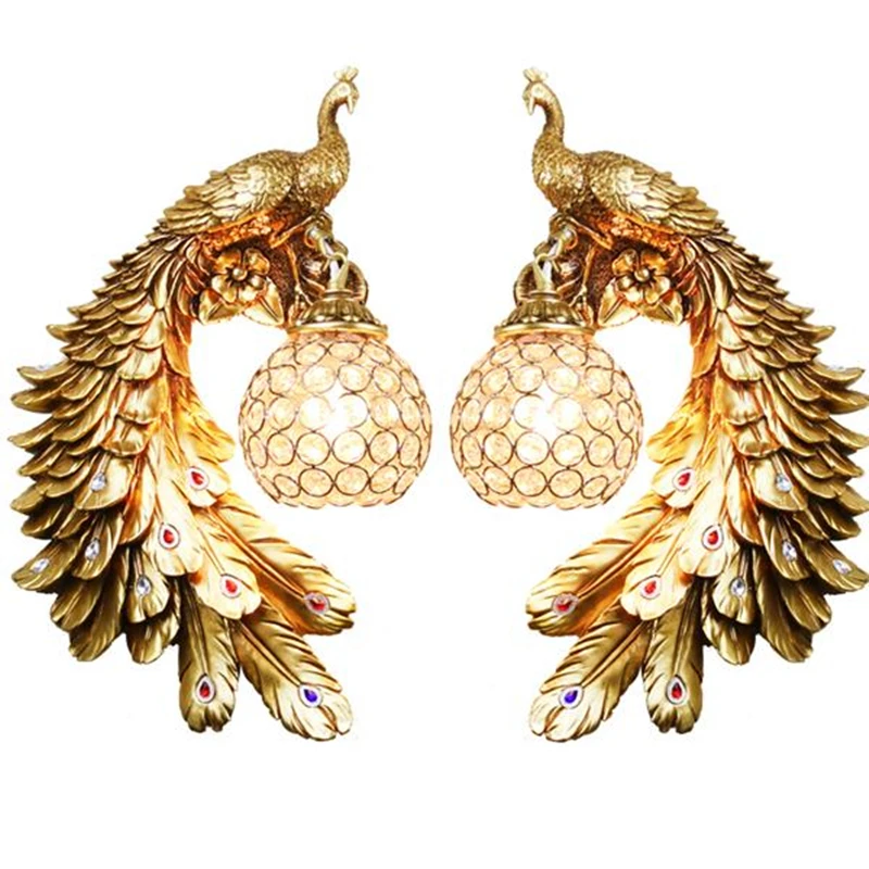wongshi European-style Resin Peacock Crystal Wall Lamps Bedroom Bedside Living room TV Background Wall Lamp 110V 220V Wall Light
wongshi European-style Resin Peacock Crystal Wall Lamps Bedroom Bedside Living room TV Background Wall Lamp 110V 220V Wall Light
