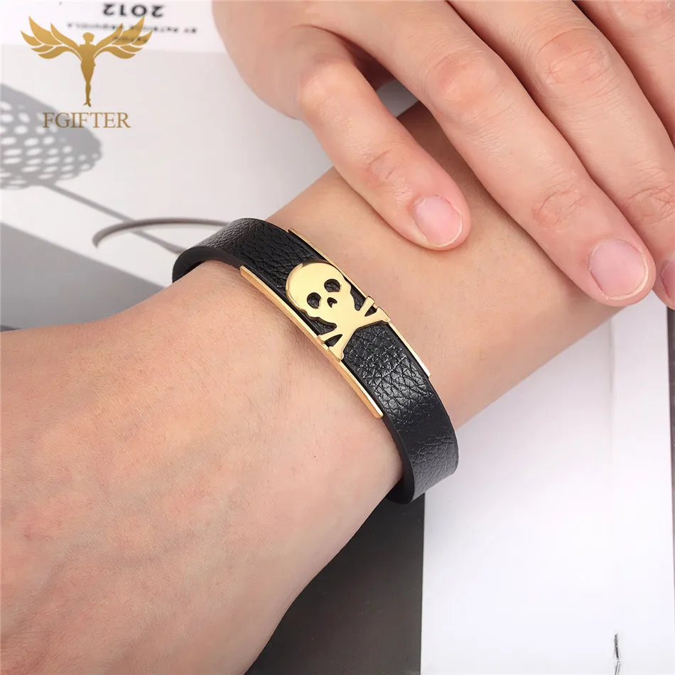 Punk Pirate Skeleton Skull Bracelets for Men Male Genuine Leather Bangles Stainless Steel Skull Clasp Bracelet Man Jewelry
Punk Pirate Skeleton Skull Bracelets for Men Male Genuine Leather Bangles Stainless Steel Skull Clasp Bracelet Man Jewelry