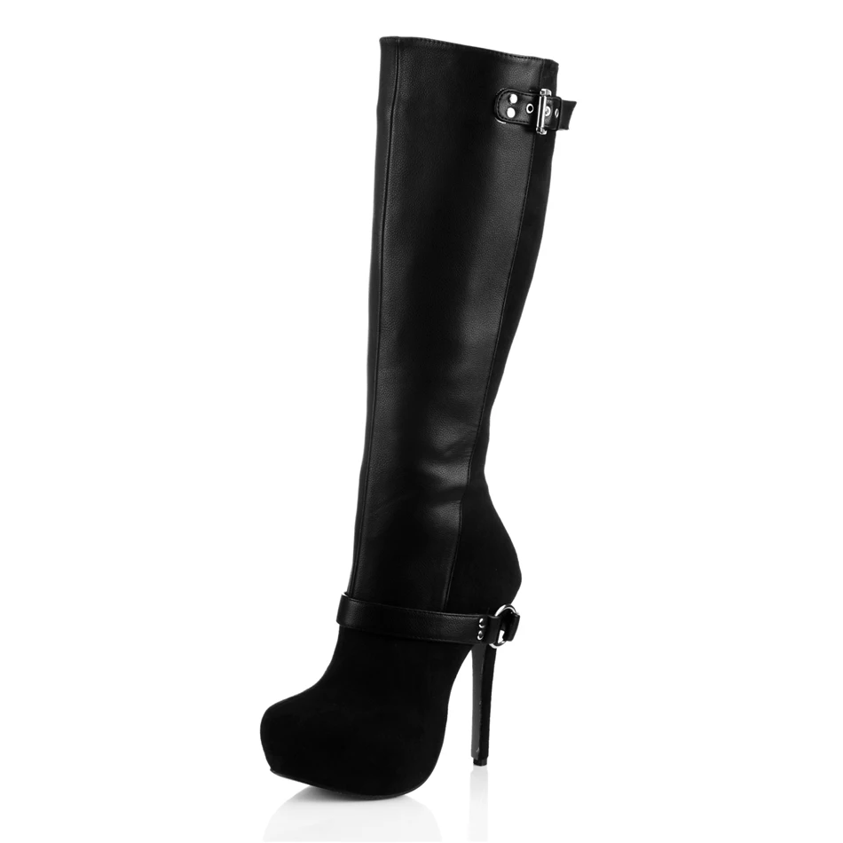 

Sexy Party Stiletto High Heel Platform Buckles Women Knee-High Boots Boot Rodilla Botas Mujer Hebilla Tacon Alto YJ3463bt-o4