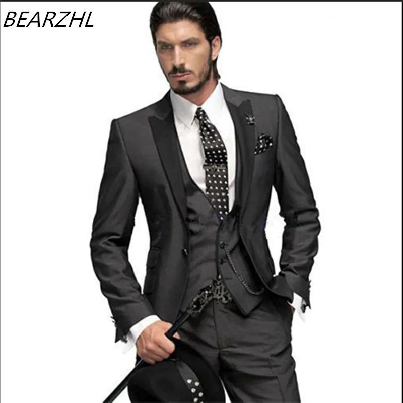 Mens Suits Slim Fit Wedding Tuxedo High Quality Custom Coat Wool Bleed Dark Gray Three Piece
Mens Suits Slim Fit Wedding Tuxedo High Quality Custom Coat Wool Bleed Dark Gray Three Piece
