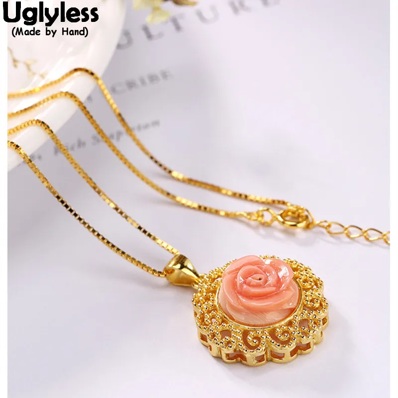 Uglyless Real 925 Sterling Silver Palace Designer Women Hollow Sunflower Pendants without Chains Natural Pink Shell Rose Jewelry
Uglyless Real 925 Sterling Silver Palace Designer Women Hollow Sunflower Pendants without Chains Natural Pink Shell Rose Jewelry