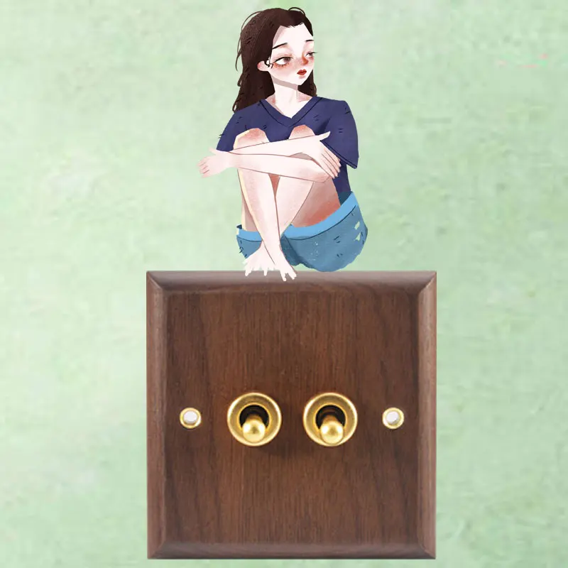 YOJA A Girl With Her Knees In Arms Switch Sticker Living Room Bedroom Wall Decor PVC Nice-quality 8SS1546 | Дом и сад