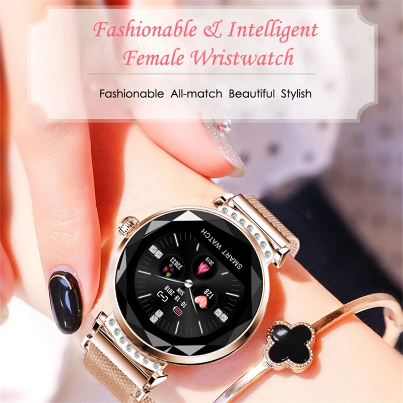 2019 Newest Fashion H2 Smart Watch Women 3D Diamond Glass Heart Rate Blood Pressure Sleep Monitor Bracelet Best Gift Smartwatch |