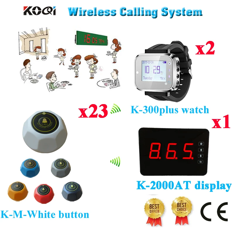 Wireless Waiter Service Paging Call Calling System Restaurant Wireless Voice Panel+Watch+Call(1 display+2 watch+23 call button)
Wireless Waiter Service Paging Call Calling System Restaurant Wireless Voice Panel+Watch+Call(1 display+2 watch+23 call button)