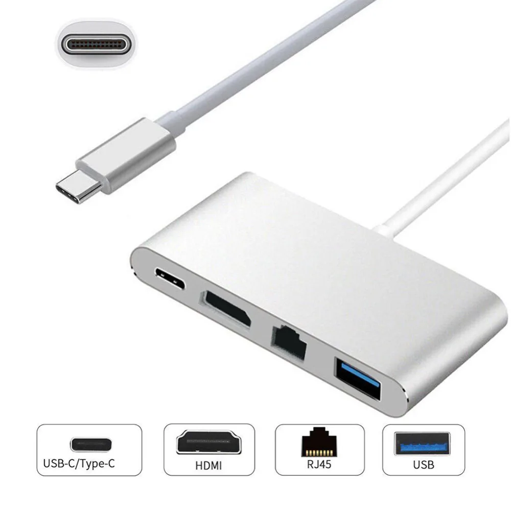 Тип usb C к HDMI USB-C RJ45 USB 3 0 конвертер 4 К AV аудио-видео кабель хаб адаптер Splitter OTG