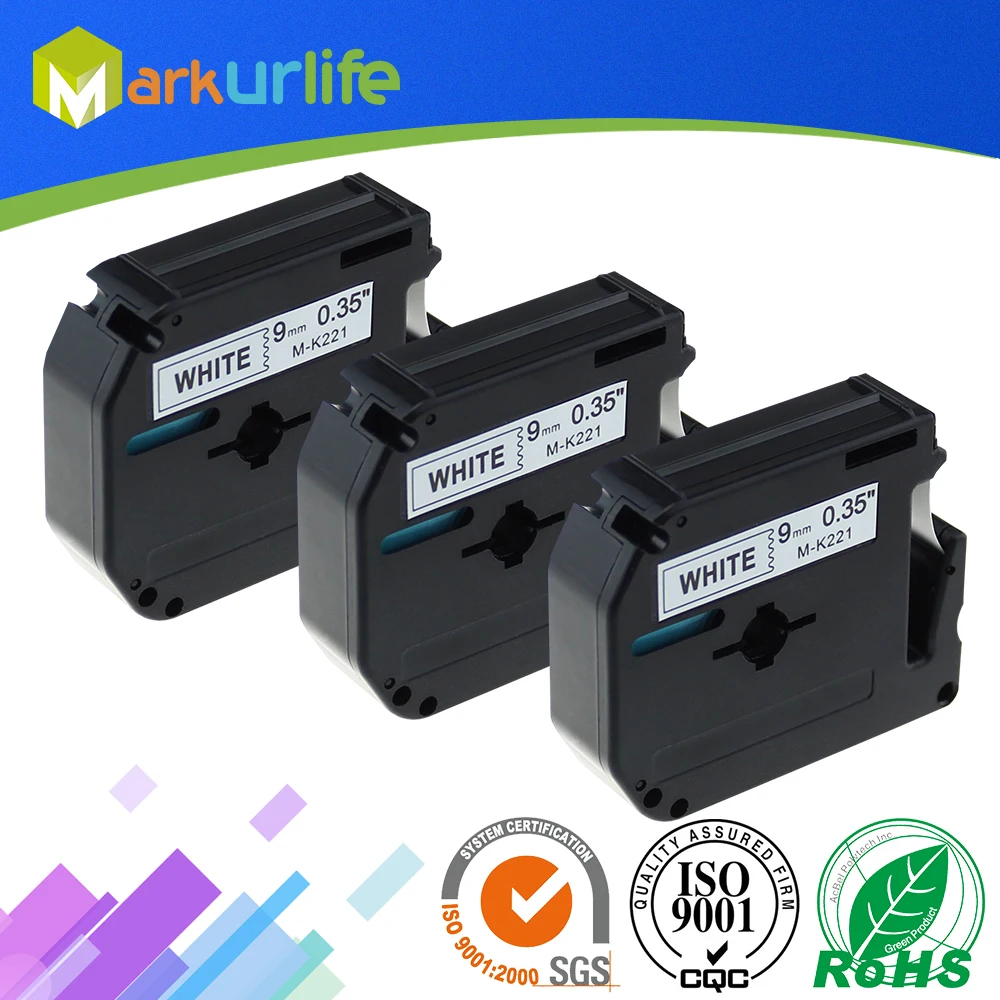 3 PCS/Lot MK221 M-K221 Black on White Cassette Label Compatible for Brother P touch printer PT100 PT65 PT85 9mm (3/8") x 8m
3 PCS/Lot MK221 M-K221 Black on White Cassette Label Compatible for Brother P touch printer PT100 PT65 PT85 9mm (3/8") x 8m