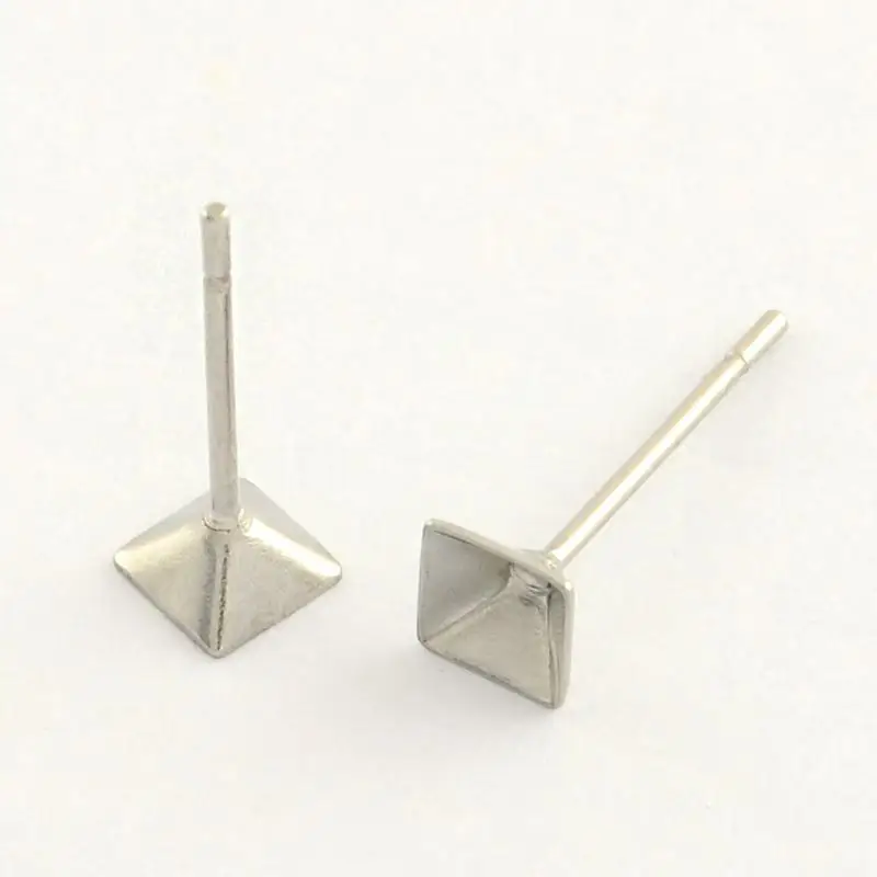 304 Stainless Steel Post Ear Stud Components with 316 Stainless Steel Pins, Stainless Steel Color, 4x4mm; pin: 0.8mm
304 Stainless Steel Post Ear Stud Components with 316 Stainless Steel Pins, Stainless Steel Color, 4x4mm; pin: 0.8mm