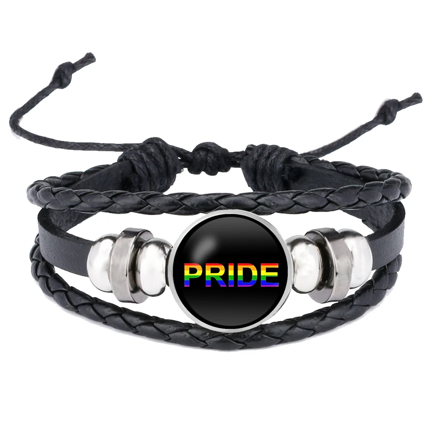 Gay Pride стеклянный браслет с пряжкой Радужный Флаг украшения для геев ручная