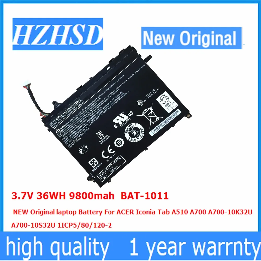 3.7V 36WH 9800mah BAT-1011 NEW Original laptop Battery For ACER Iconia Tab A510 A700 A700-10K32U A700-10S32U 1ICP5/80/120-2
3.7V 36WH 9800mah BAT-1011 NEW Original laptop Battery For ACER Iconia Tab A510 A700 A700-10K32U A700-10S32U 1ICP5/80/120-2