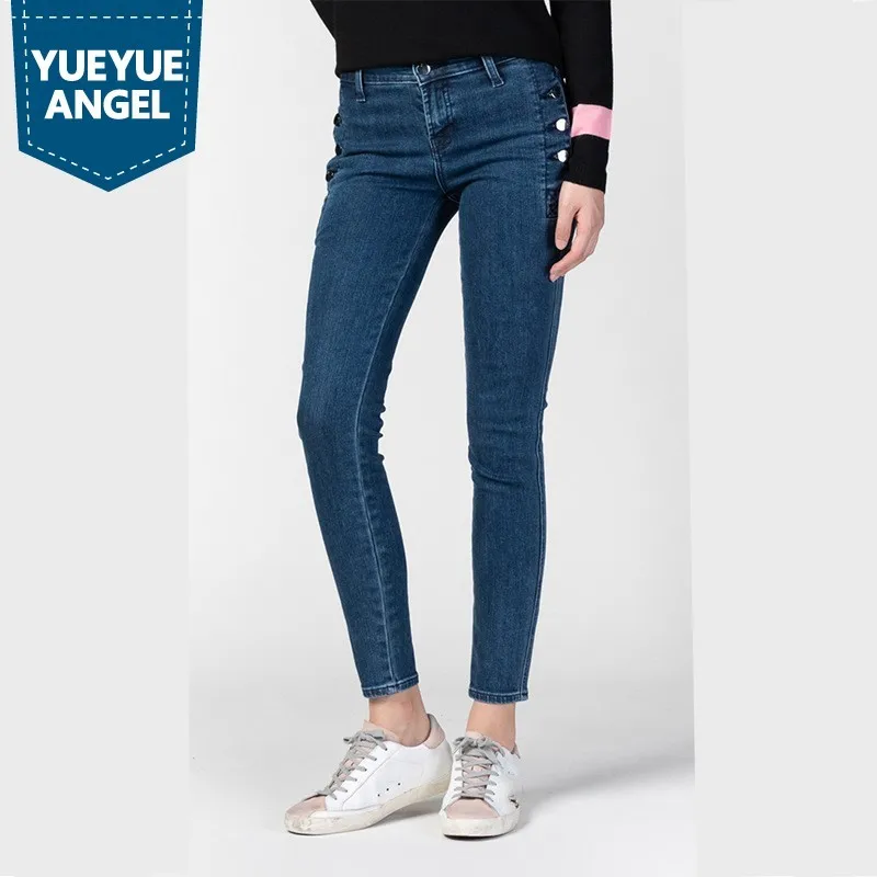 High Quality Office Ladies Ankle Length Denim Pencil Pants High Waist Button Slim Fit Womens Trousers Fashion Casual Streetwear
High Quality Office Ladies Ankle Length Denim Pencil Pants High Waist Button Slim Fit Womens Trousers Fashion Casual Streetwear