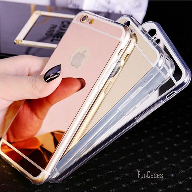Мягкий чехол для Iphone 5S Роскошный Модный Блестящий зеркальный Чехол 5 SE задней
