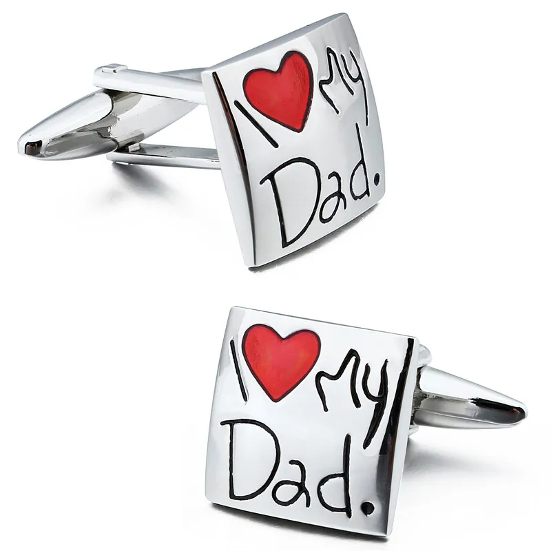 

HAWSON Interesting Metal Cufflinks Lettered "I Love My Dad" for Men's French Shirts Father's Day Birthday Gift