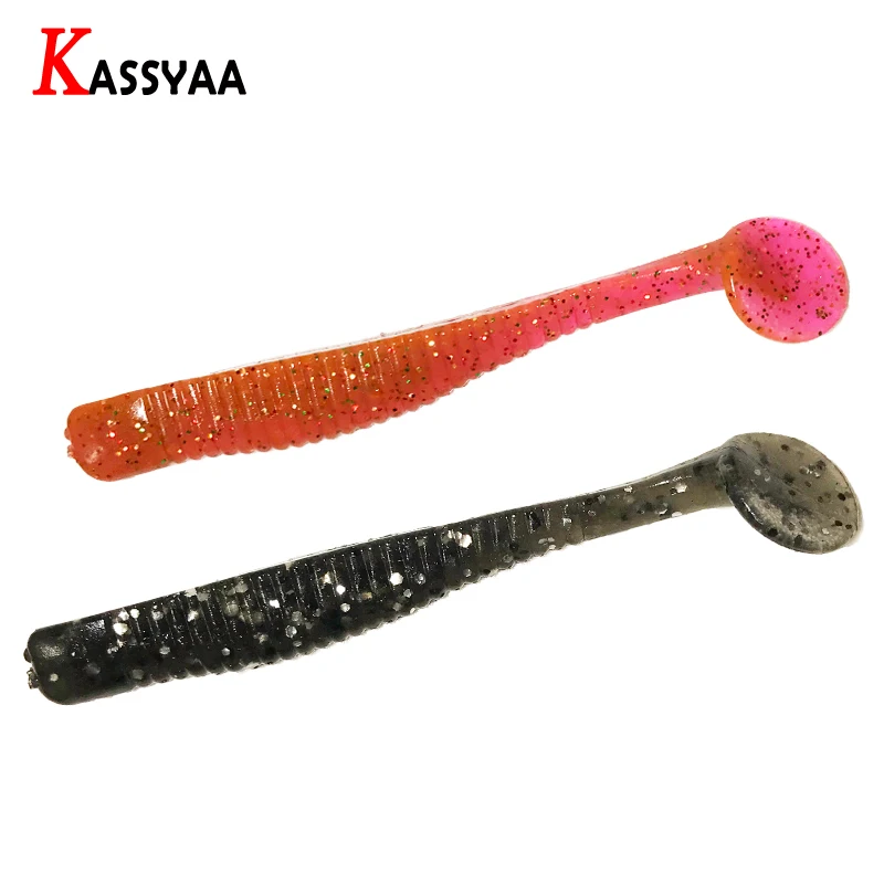 Мягкая рыболовная приманка KASSYAA T Paddle Tail Worms Crank Baits Shad 8 шт. 80 мм 3g искусственная