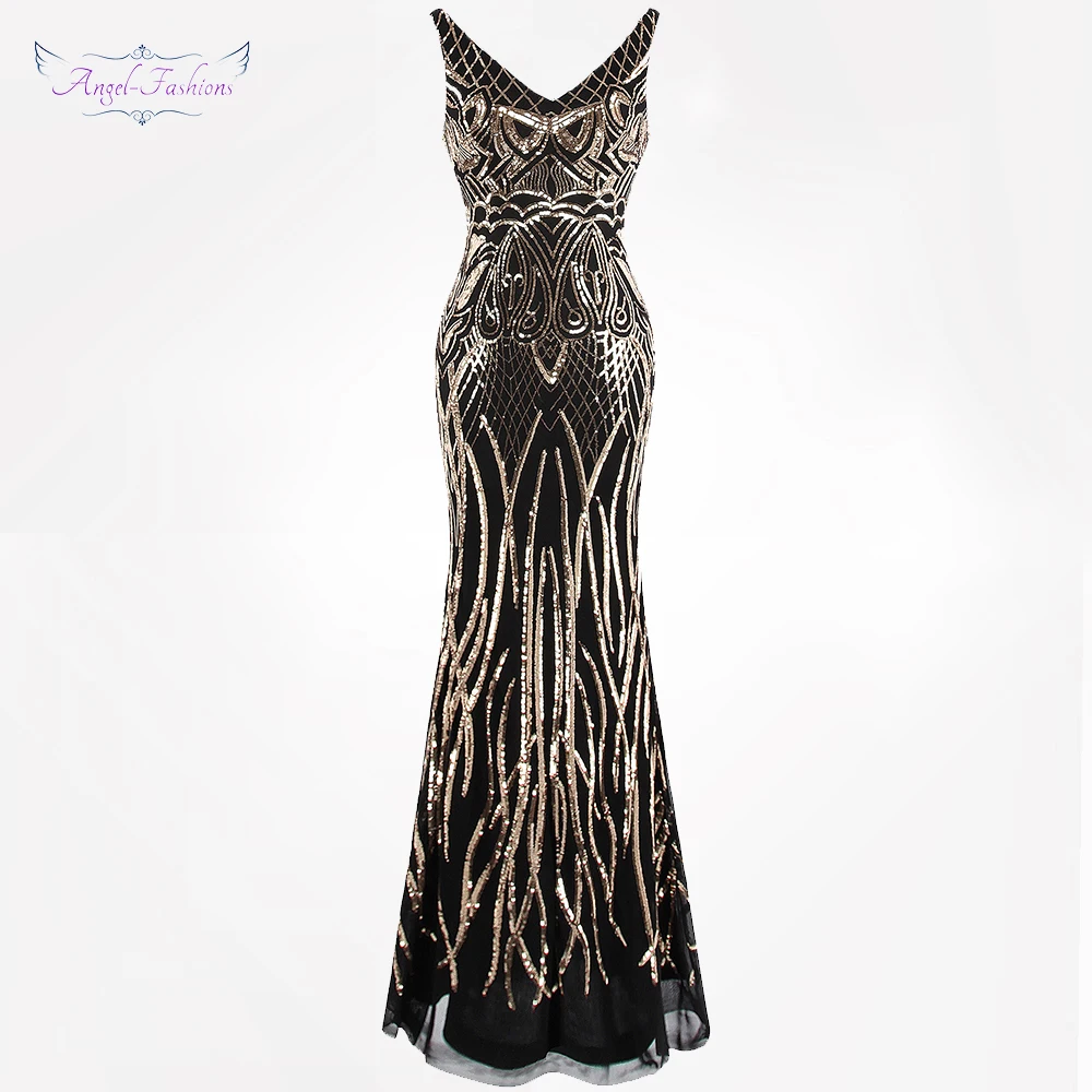 Angel-fashions Women's V Neck Sequin Prom Dress Vintage 20s Gold Sequin Flapper Dress 412 New
Angel-fashions Women's V Neck Sequin Prom Dress Vintage 20s Gold Sequin Flapper Dress 412 New