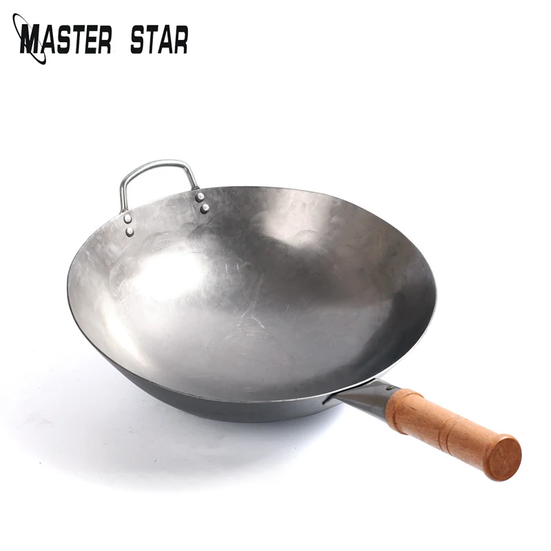 Master Star Chinese Traditional Iron Woks Non-sticking Kitchen Gas Cookware 100% Handmade Wok For Cooker 32/34CM | Дом и сад