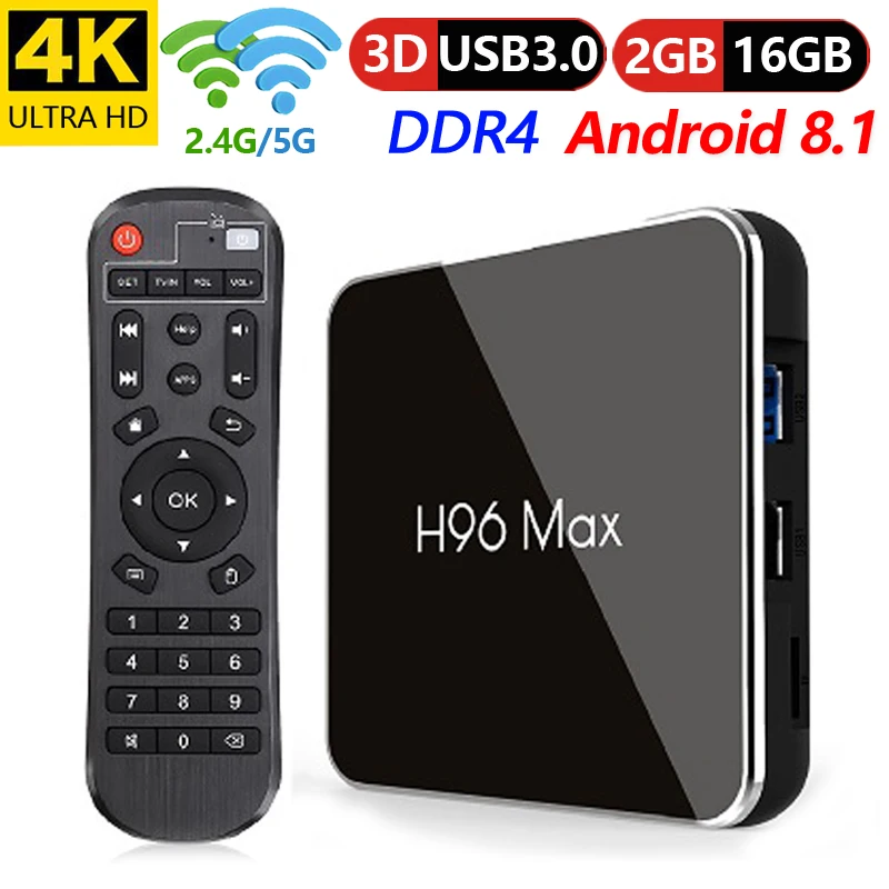 Фото ТВ приставка H96 Max X2 для Smart TV Android 8 1 четырехъядерный Amlogic S905X2 2 ГБ 16 4g + 5 ГГц Wi Fi android 4