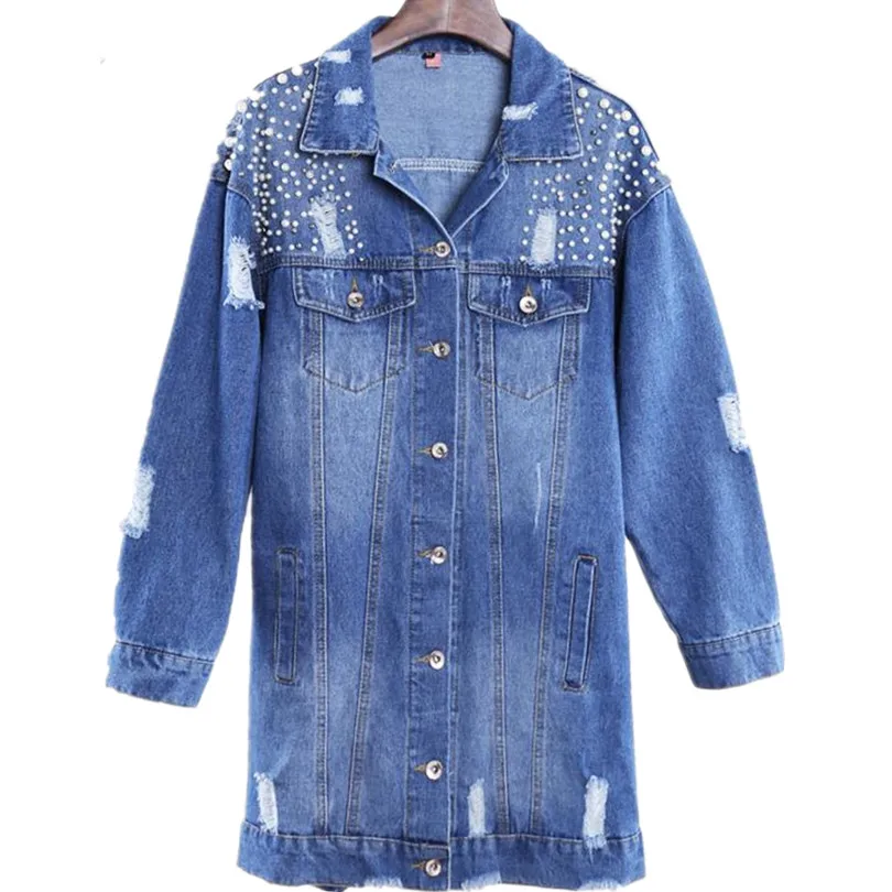 2019 Hole Long Sleeve Vintage Jean Jacket Loose Denim Coat New Bead Denim Jackets Women
2019 Hole Long Sleeve Vintage Jean Jacket Loose Denim Coat New Bead Denim Jackets Women