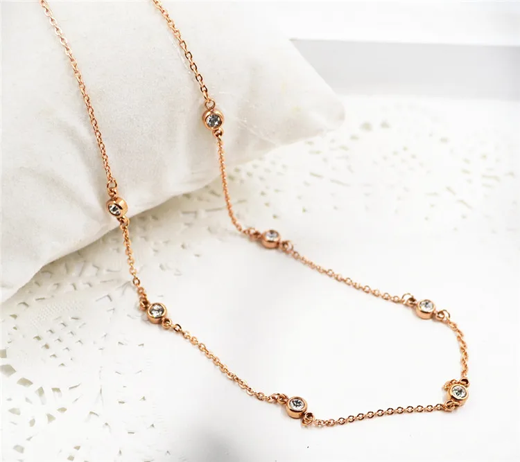 YUNRUO New Arrival Fashion 7 Crystals Pendant Necklace Titanium Steel Rose Gold Color Woman Jewelry Birthday Gift for Girl
YUNRUO New Arrival Fashion 7 Crystals Pendant Necklace Titanium Steel Rose Gold Color Woman Jewelry Birthday Gift for Girl