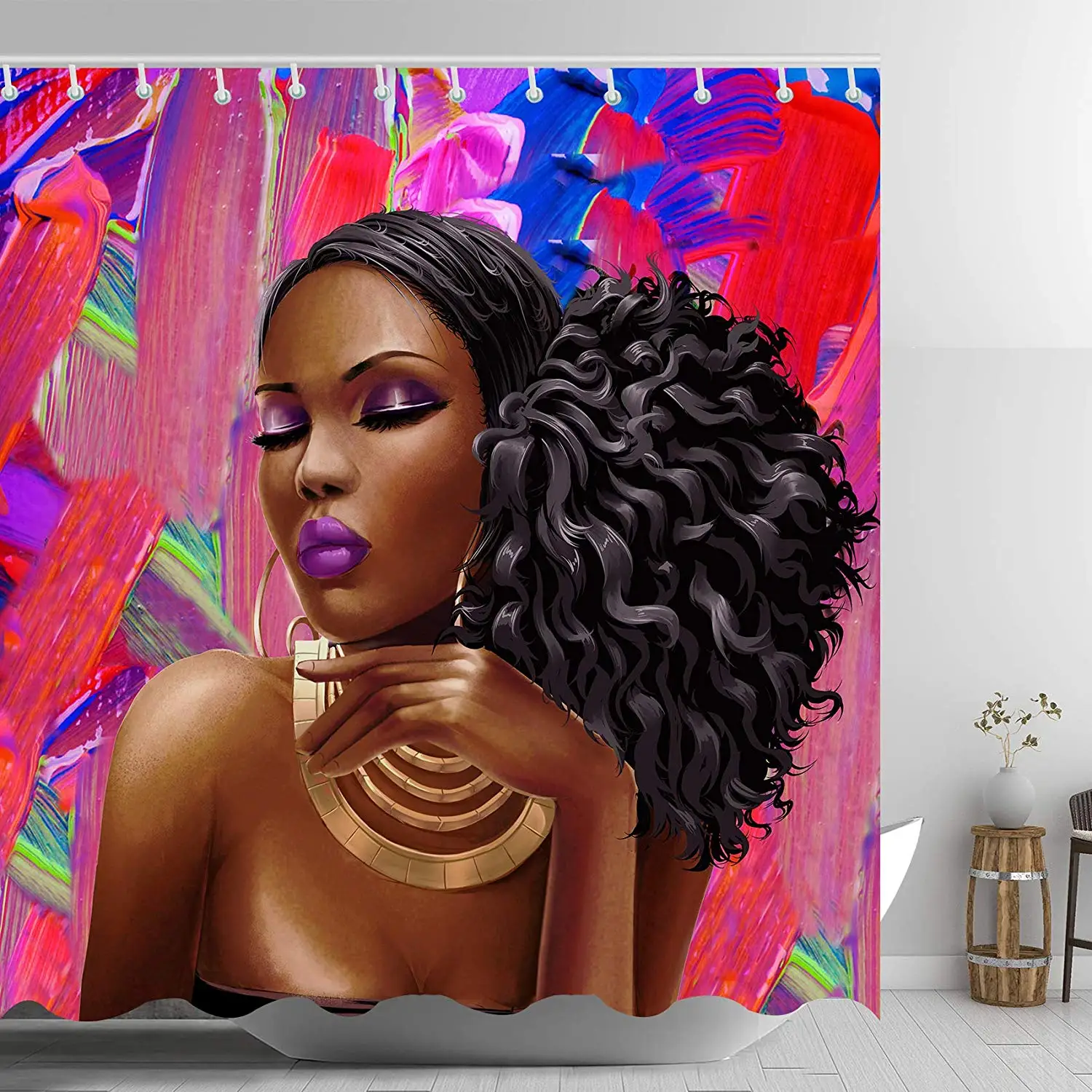 African American Afro Girl Black Hair Woman Fashion Makeup Bathroom Curtains Purple
African American Afro Girl Black Hair Woman Fashion Makeup Bathroom Curtains Purple