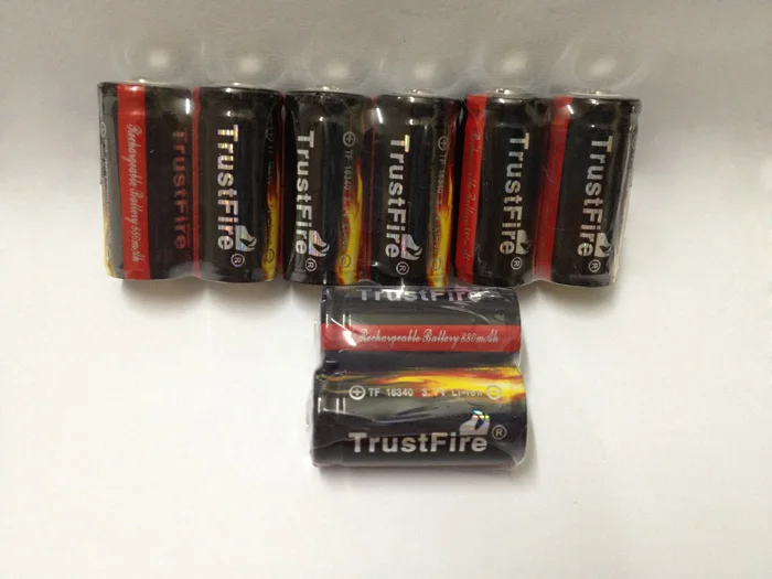 

8pcs/lot TrustFire Full Capacity 880mAh 16340 CR123A 3.7V Rechargeable Lithium Protected Battery with PCB For LED Flashlights