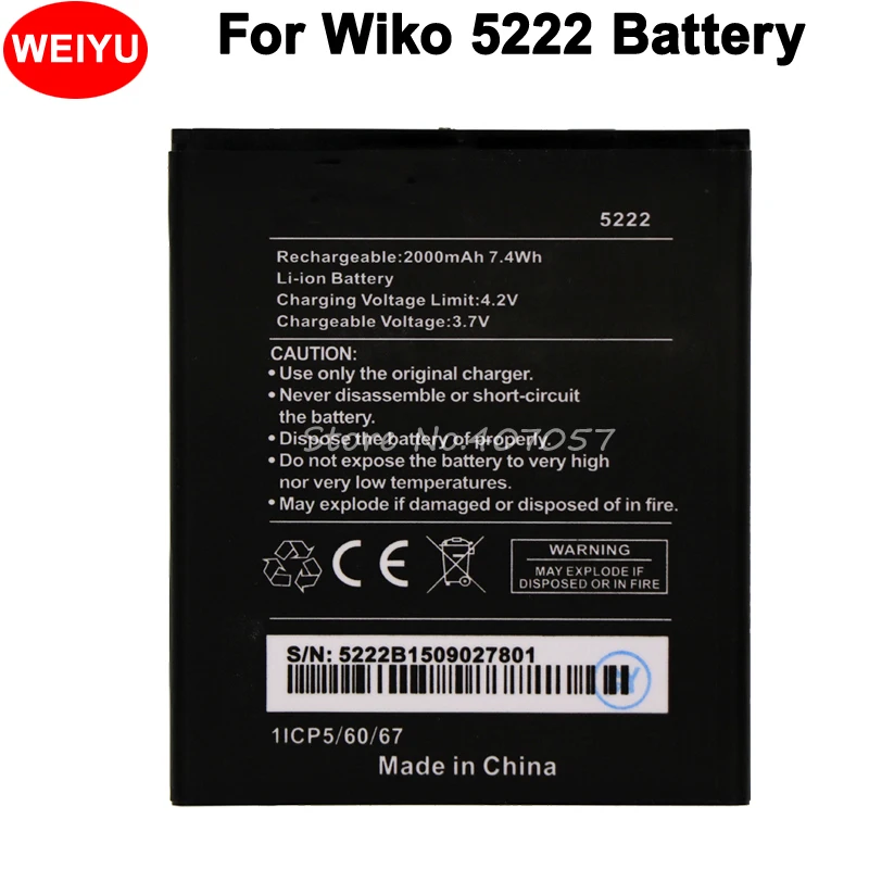 Кожаный чехол бумажник для Wiko 5222 Батарея 2000 мА/ч AKKU батарея Высокое качество|for wiko