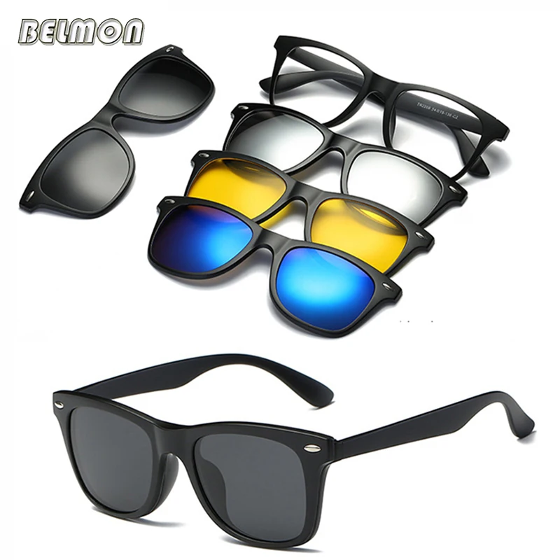 Belmon Spectacle Frame Men Women With 4 Piece Clip On Polarized Sunglasses Magnetic Glasses Male Driving Myopia Optical RS476
Belmon Spectacle Frame Men Women With 4 Piece Clip On Polarized Sunglasses Magnetic Glasses Male Driving Myopia Optical RS476