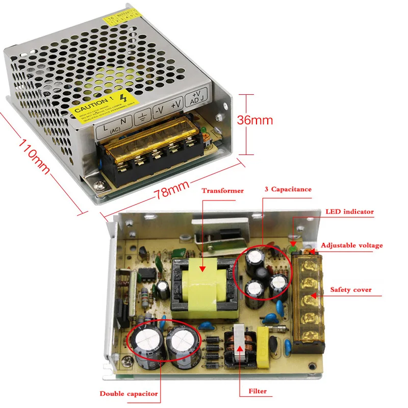 DC12v 1A 2A 3A 5A 6A 8.5A 10A 16.5A 20A 30A 40A 60A светильник ing трансформаторы светодиодный драйвер