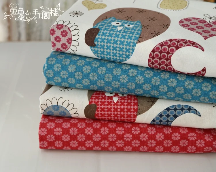 Free shipping Owl Series 4 pcs / lot 50 * 70 cm Linen Cotton Fabrics for Sewing, Patchwork, Print Design Tissue textile
Free shipping Owl Series 4 pcs / lot 50 * 70 cm Linen Cotton Fabrics for Sewing, Patchwork, Print Design Tissue textile